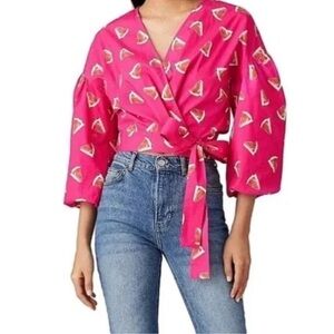 Color Me Courtney Emily Watermelon Wrap Tie Top Size:‎ XS